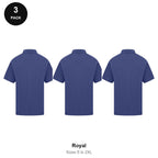 Polo Shirts 3 Pack - Cotton pique 200gsm, Sizes S-2XL - Royal