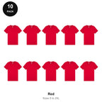 Mens Plain T-Shirts 10 Pack - 100% ringspun cotton 150gsm, Sizes S-2XL - Red