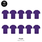 Mens Plain T-Shirts 10 Pack - 100% ringspun cotton 150gsm, Sizes S-2XL - Purple