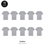 Mens Plain T-Shirts 10 Pack - 100% ringspun cotton 150gsm, Sizes S-2XL - Heather