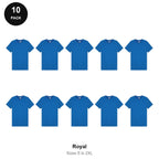 Mens Plain T-Shirts 10 Pack - 100% ringspun cotton 150gsm, Sizes S-2XL - Royal