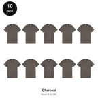 Mens Plain T-Shirts 10 Pack - 100% ringspun cotton 150gsm, Sizes S-2XL - Charcoal