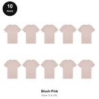 Mens Plain T-Shirts 10 Pack - 100% ringspun cotton 150gsm, Sizes S-2XL - Blush Pink