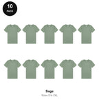 Mens Plain T-Shirts 10 Pack - 100% ringspun cotton 150gsm, Sizes S-2XL - Sage