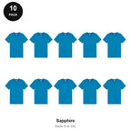 Mens Plain T-Shirts 10 Pack - 100% ringspun cotton 150gsm, Sizes S-2XL - Sapphire