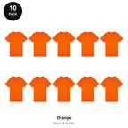Mens Plain T-Shirts 10 Pack - 100% ringspun cotton 150gsm, Sizes S-2XL - Orange