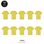 Mens Plain T-Shirts 10 Pack - 100% ringspun cotton 150gsm, Sizes S-2XL - Yellow
