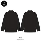 Long Sleeve Polo Shirts 2 Pack - 65% polyester / 35% cotton pique 200gsm, Sizes S-2XL - Black