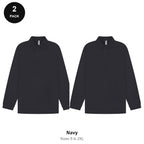 Long Sleeve Polo Shirts 2 Pack - 65% polyester / 35% cotton pique 200gsm, Sizes S-2XL - Navy