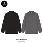 Long Sleeve Polo Shirts 2 Pack - 65% polyester / 35% cotton pique 200gsm, Sizes S-2XL - Black + Charcoal