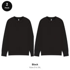 Mens Sweatshirts 2 Pack - 80% cotton / 20% polyester brushed-back fleece 280gsm, Sizes S-2XL - Black