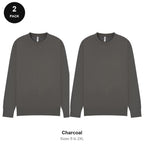 Mens Sweatshirts 2 Pack - 80% cotton / 20% polyester brushed-back fleece 280gsm, Sizes S-2XL - Charcoal