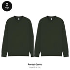 Mens Sweatshirts 2 Pack - 80% cotton / 20% polyester brushed-back fleece 280gsm, Sizes S-2XL - Forest Green