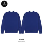 Mens Sweatshirts 2 Pack - 80% cotton / 20% polyester brushed-back fleece 280gsm, Sizes S-2XL - Cobalt