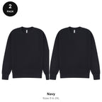 Mens Sweatshirts 2 Pack - 80% cotton / 20% polyester brushed-back fleece 280gsm, Sizes S-2XL - Navy