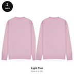 Mens Sweatshirts 2 Pack - 80% cotton / 20% polyester brushed-back fleece 280gsm, Sizes S-2XL - Light Pink