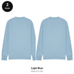 Mens Sweatshirts 2 Pack - 80% cotton / 20% polyester brushed-back fleece 280gsm, Sizes S-2XL - Light Blue