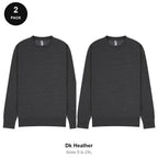 Mens Sweatshirts 2 Pack - 80% cotton / 20% polyester brushed-back fleece 280gsm, Sizes S-2XL - Dk Heather