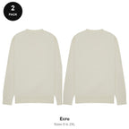 Mens Sweatshirts 2 Pack - 80% cotton / 20% polyester brushed-back fleece 280gsm, Sizes S-2XL - Ecru