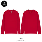 Mens Sweatshirts 2 Pack - 80% cotton / 20% polyester brushed-back fleece 280gsm, Sizes S-2XL - Red
