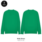 Mens Sweatshirts 2 Pack - 80% cotton / 20% polyester brushed-back fleece 280gsm, Sizes S-2XL - Kelly Green