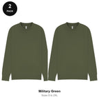 Mens Sweatshirts 2 Pack - 80% cotton / 20% polyester brushed-back fleece 280gsm, Sizes S-2XL - Military Green