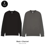 Mens Sweatshirts 2 Pack - 80% cotton / 20% polyester brushed-back fleece 280gsm, Sizes S-2XL - Black + Charcoal