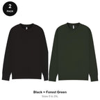 Mens Sweatshirts 2 Pack - 80% cotton / 20% polyester brushed-back fleece 280gsm, Sizes S-2XL - Black + Forest Green