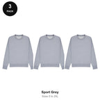 Mens Sweatshirts 3 Pack - 80% cotton / 20% polyester brushed-back fleece 280gsm, Sizes S-2XL - Sport Grey