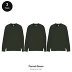 Mens Sweatshirts 3 Pack - 80% cotton / 20% polyester brushed-back fleece 280gsm, Sizes S-2XL - Forest Green