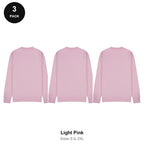 Mens Sweatshirts 3 Pack - 80% cotton / 20% polyester brushed-back fleece 280gsm, Sizes S-2XL - Light Pink