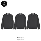 Mens Sweatshirts 3 Pack - 80% cotton / 20% polyester brushed-back fleece 280gsm, Sizes S-2XL - Dk Heather
