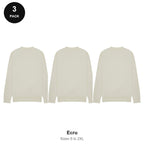 Mens Sweatshirts 3 Pack - 80% cotton / 20% polyester brushed-back fleece 280gsm, Sizes S-2XL - Ecru
