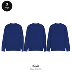 Mens Sweatshirts 3 Pack - 80% cotton / 20% polyester brushed-back fleece 280gsm, Sizes S-2XL - Royal
