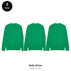 Mens Sweatshirts 3 Pack - 80% cotton / 20% polyester brushed-back fleece 280gsm, Sizes S-2XL - Kelly Green