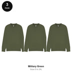 Mens Sweatshirts 3 Pack - 80% cotton / 20% polyester brushed-back fleece 280gsm, Sizes S-2XL - Military Green
