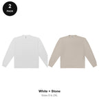 Sweatshirts 2 Pack - 80% cotton / 20% polyester brushed-back fleece 280gsm, Sizes S-2XL - White + Stone