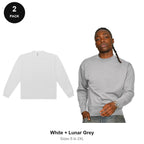 Sweatshirts 2 Pack - 80% cotton / 20% polyester brushed-back fleece 280gsm, Sizes S-2XL - White + Lunar Grey