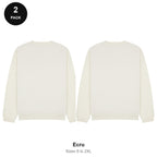 Oversized Sweatshirts 2 Pack - 80% cotton / 20% polyester brushed-back fleece 280gsm, Sizes S-2XL - Ecru