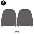 Oversized Sweatshirts 2 Pack - 80% cotton / 20% polyester brushed-back fleece 280gsm, Sizes S-2XL - Charcoal