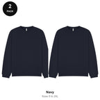 Oversized Sweatshirts 2 Pack - 80% cotton / 20% polyester brushed-back fleece 280gsm, Sizes S-2XL - Navy