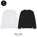 Oversized Sweatshirts 2 Pack - 80% cotton / 20% polyester brushed-back fleece 280gsm, Sizes S-2XL - White + Black