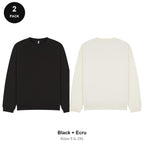 Oversized Sweatshirts 2 Pack - 80% cotton / 20% polyester brushed-back fleece 280gsm, Sizes S-2XL - Black + Ecru