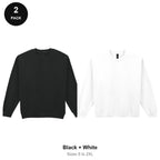 Gildan Heavy Blend Sweatshirts 2 Pack - 50% cotton / 50% polyester 280gsm, Sizes S-2XL - Black + White