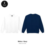 Gildan Heavy Blend Sweatshirts 2 Pack - 50% cotton / 50% polyester 280gsm, Sizes S-2XL - White + Navy