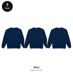 Gildan Heavy Blend Sweatshirts 3 Pack - 50% cotton / 50% polyester 280gsm, Sizes S-2XL - Navy