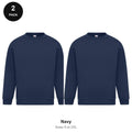 Sweatshirts 2 Pack - Cotton-rich brushed fleece 300gsm, Sizes S-2XL - Navy