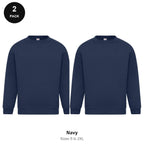 Sweatshirts 2 Pack - Cotton-rich brushed fleece 300gsm, Sizes S-2XL - Navy