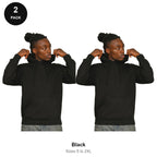 Mens Hoodies 2 Pack - 80% cotton / 20% polyester brushed-back fleece 280gsm, Sizes S-2XL - Black