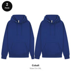 Mens Hoodies 2 Pack - 80% cotton / 20% polyester brushed-back fleece 280gsm, Sizes S-2XL - Cobalt